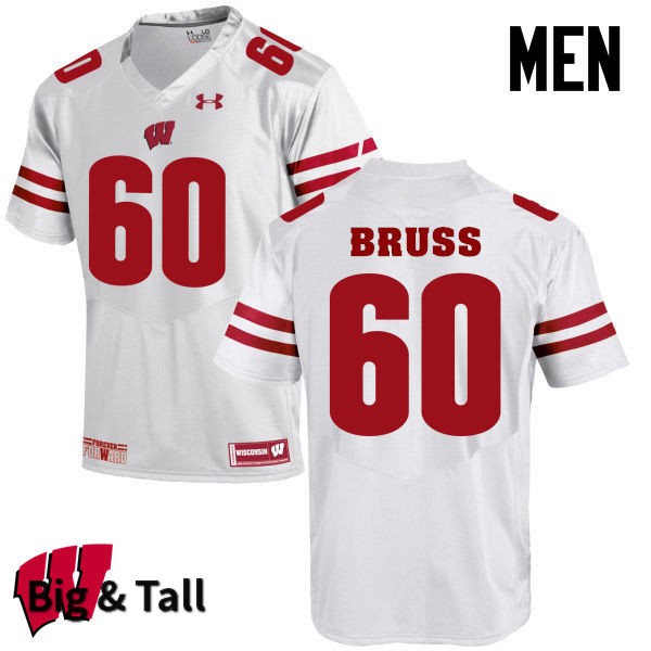 Wisconsin Badgers Men's #60 Logan Bruss NCAA Under Armour Authentic White Big & Tall College Stitched Football Jersey SB40U04BJ